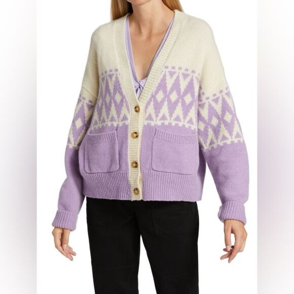 10 Crosby Derek Lam Sweaters - DEREK LAM 10 CROSBY Bonnie Fair Isle Cardigan Wool Blend Boxy Size XS